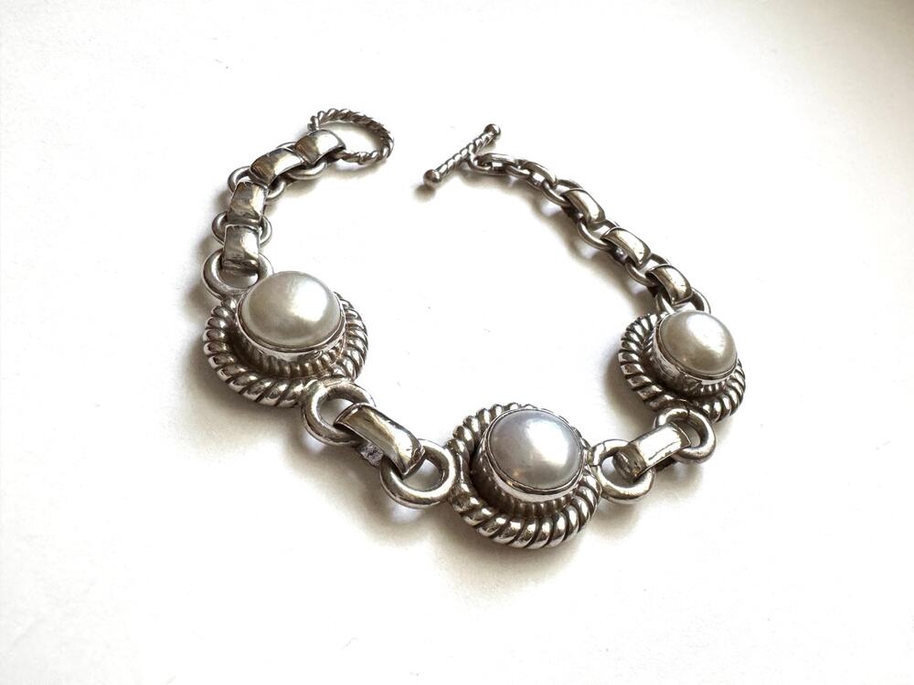 Baby Toddler Pearl Sterling 925 Silver Handmade Bracelet 6 inch